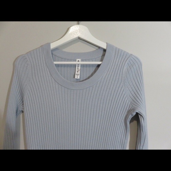 Athleta Sweater Blue Lincoln Park Ribbed Scoop Neck Glacial Womens Small Knit - Picture 3 of 10